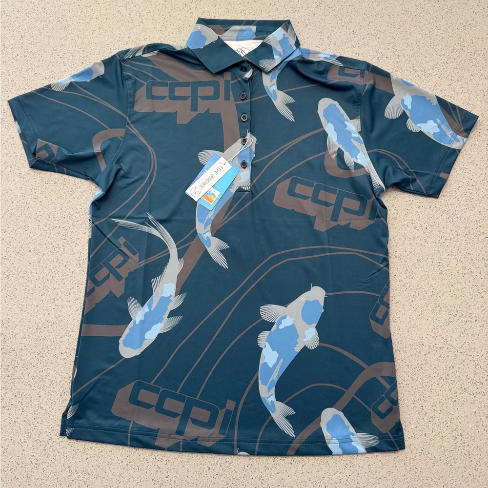 Five Birdies Blue and Gray Golf Shirt NWT (Women's L)